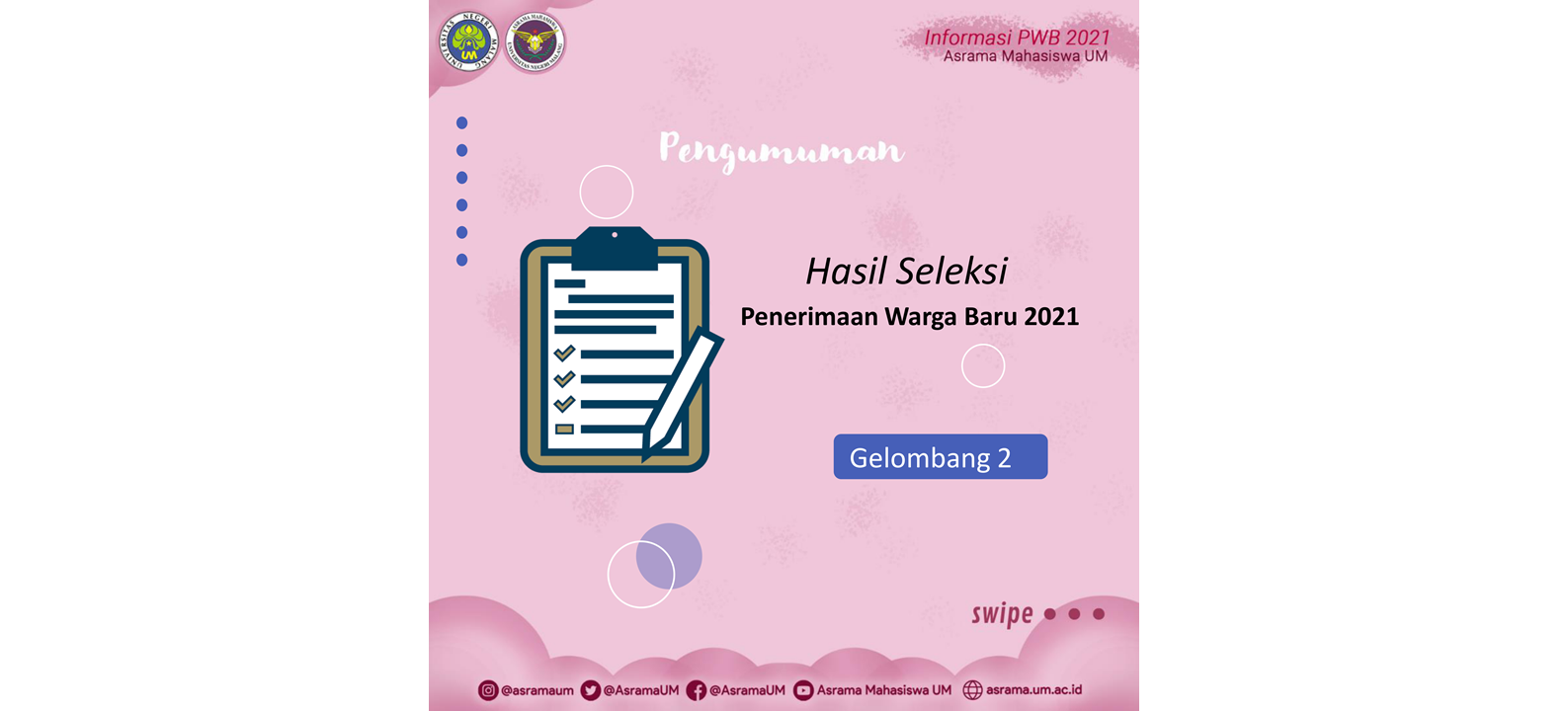 Pengumuman Hasil Seleksi Penerimaan Warga Baru 2021 Gelombang 2