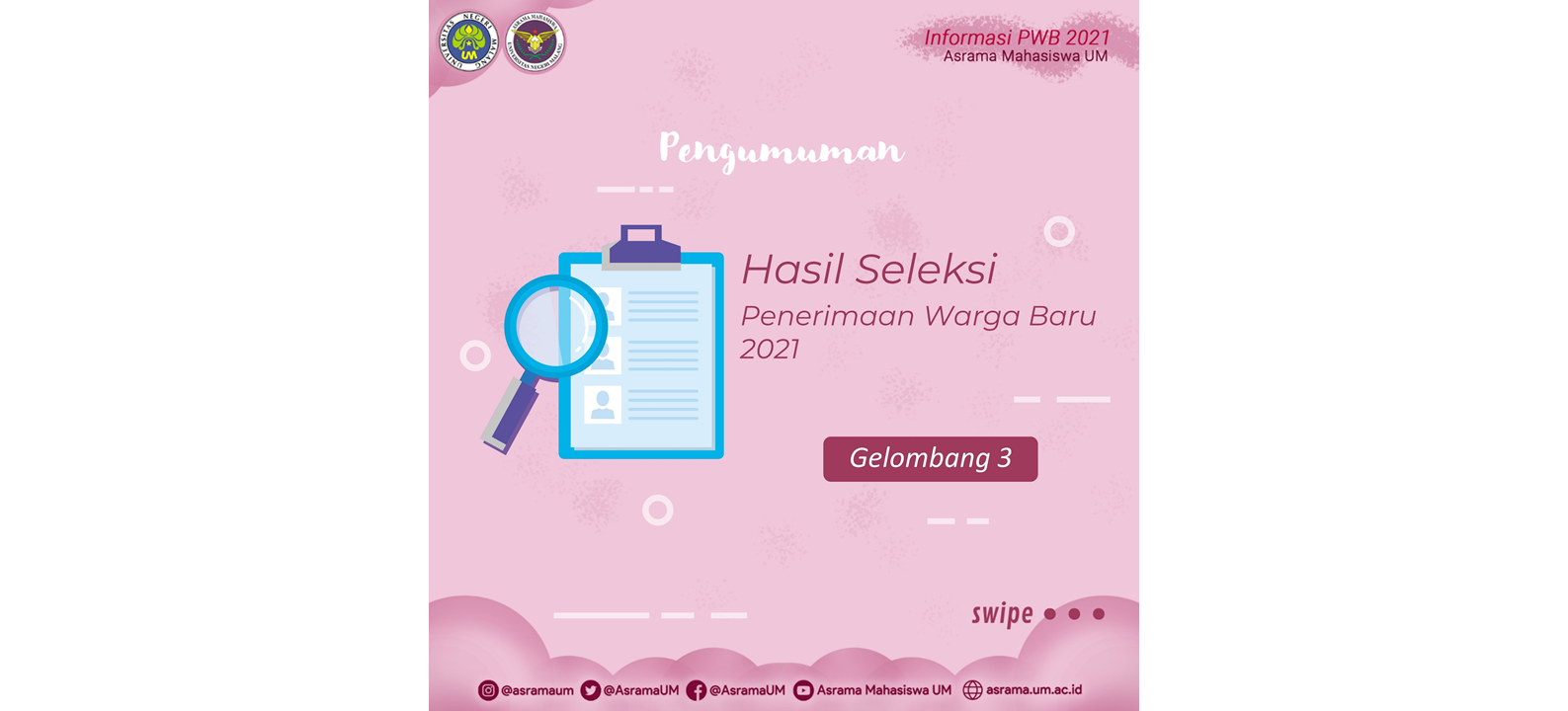 Pengumuman Hasil Seleksi Penerimaan Warga Baru 2021 Gelombang 3